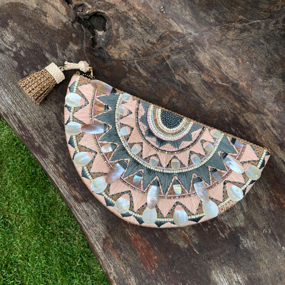 Hippie Boho Cotton Zip Small Clutch Purse with Tassels, NEW, Rust Thailand  | eBay